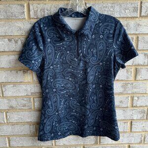 Jack Smith Paisley Print 1/4 Zip Short Sleeve Polo Shirt Women's Size M.
